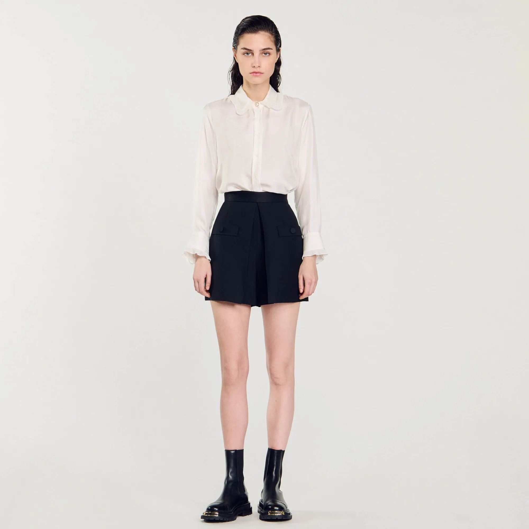 Jupes & Shorts*SANDRO Short Taille Haute Avec Boutons Noir