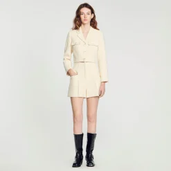 Costumes|Jupes & Shorts*SANDRO Short Taille Haute En Tweed Ecru
