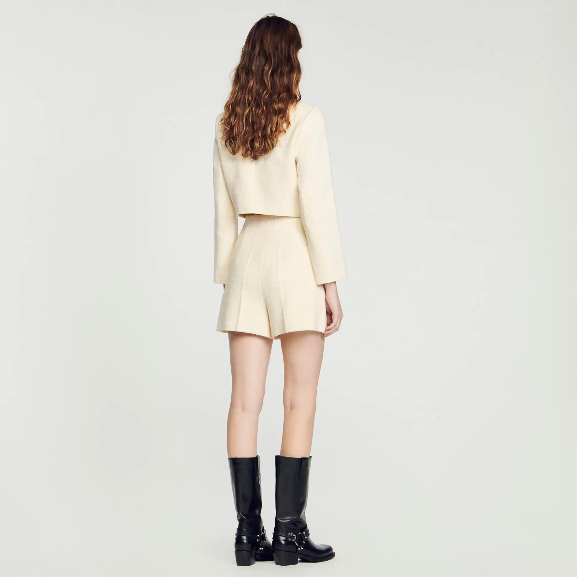 Costumes|Jupes & Shorts*SANDRO Short Taille Haute En Tweed Ecru