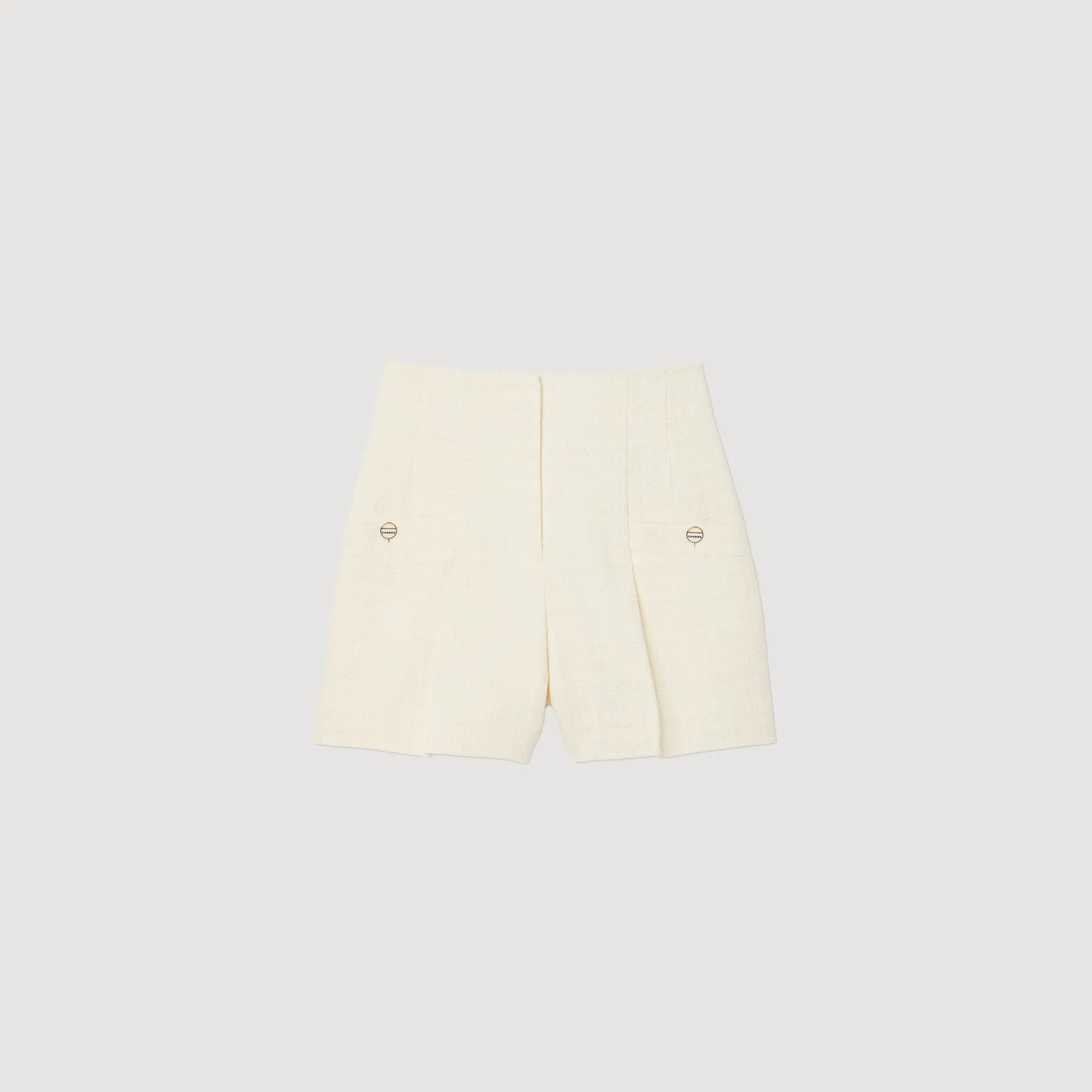 Costumes|Jupes & Shorts*SANDRO Short Taille Haute En Tweed Ecru