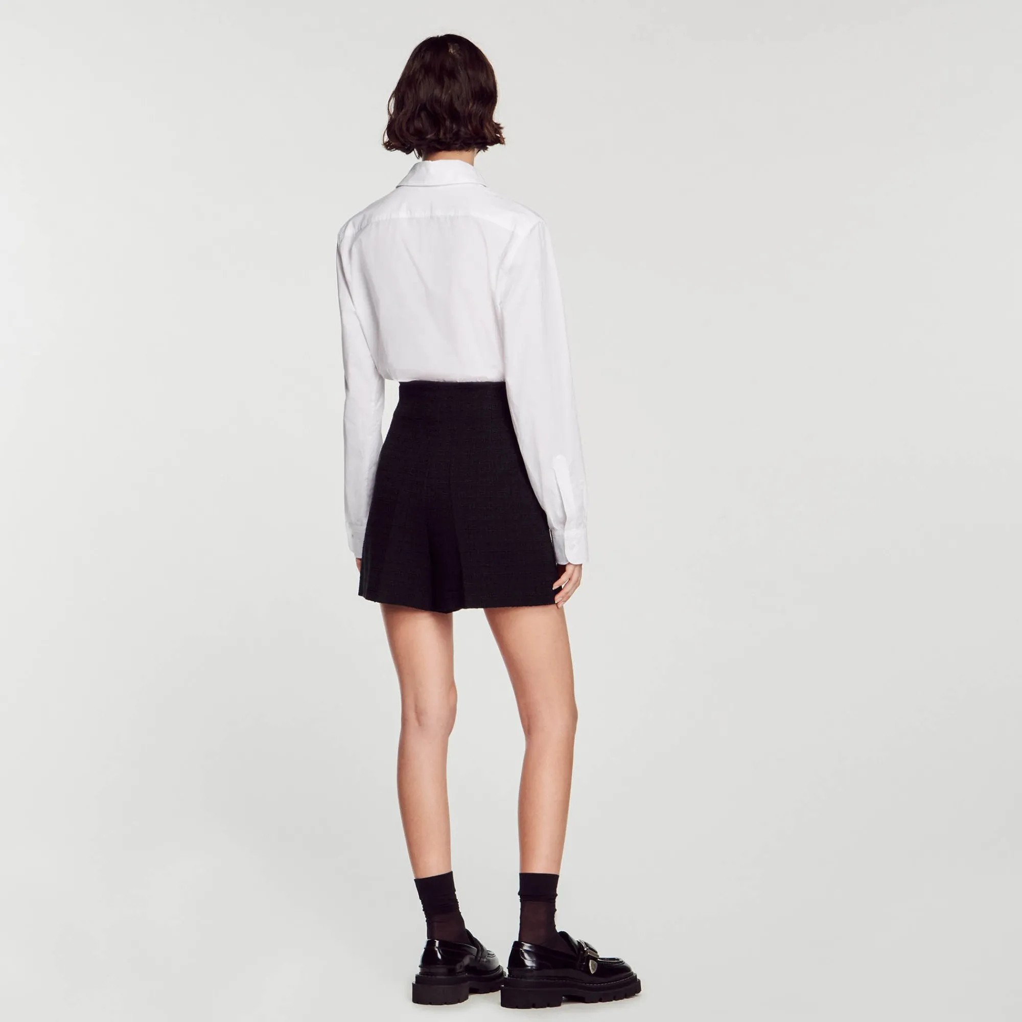 Costumes|Jupes & Shorts*SANDRO Short Taille Haute En Tweed Noir