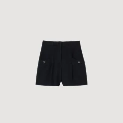 Costumes|Jupes & Shorts*SANDRO Short Taille Haute En Tweed Noir