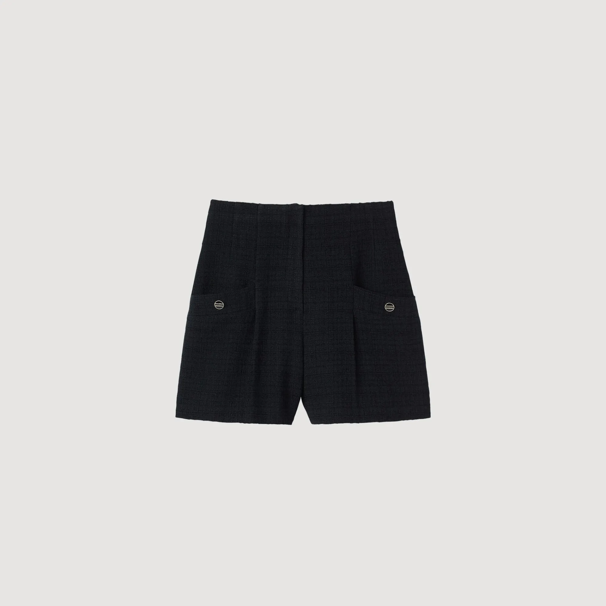 Costumes|Jupes & Shorts*SANDRO Short Taille Haute En Tweed Noir