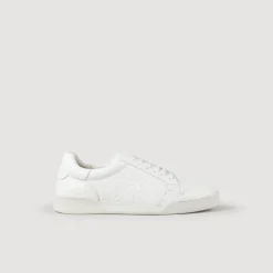 Sneakers*SANDRO Sneakers En Cuir Embossé Square Cross blanc