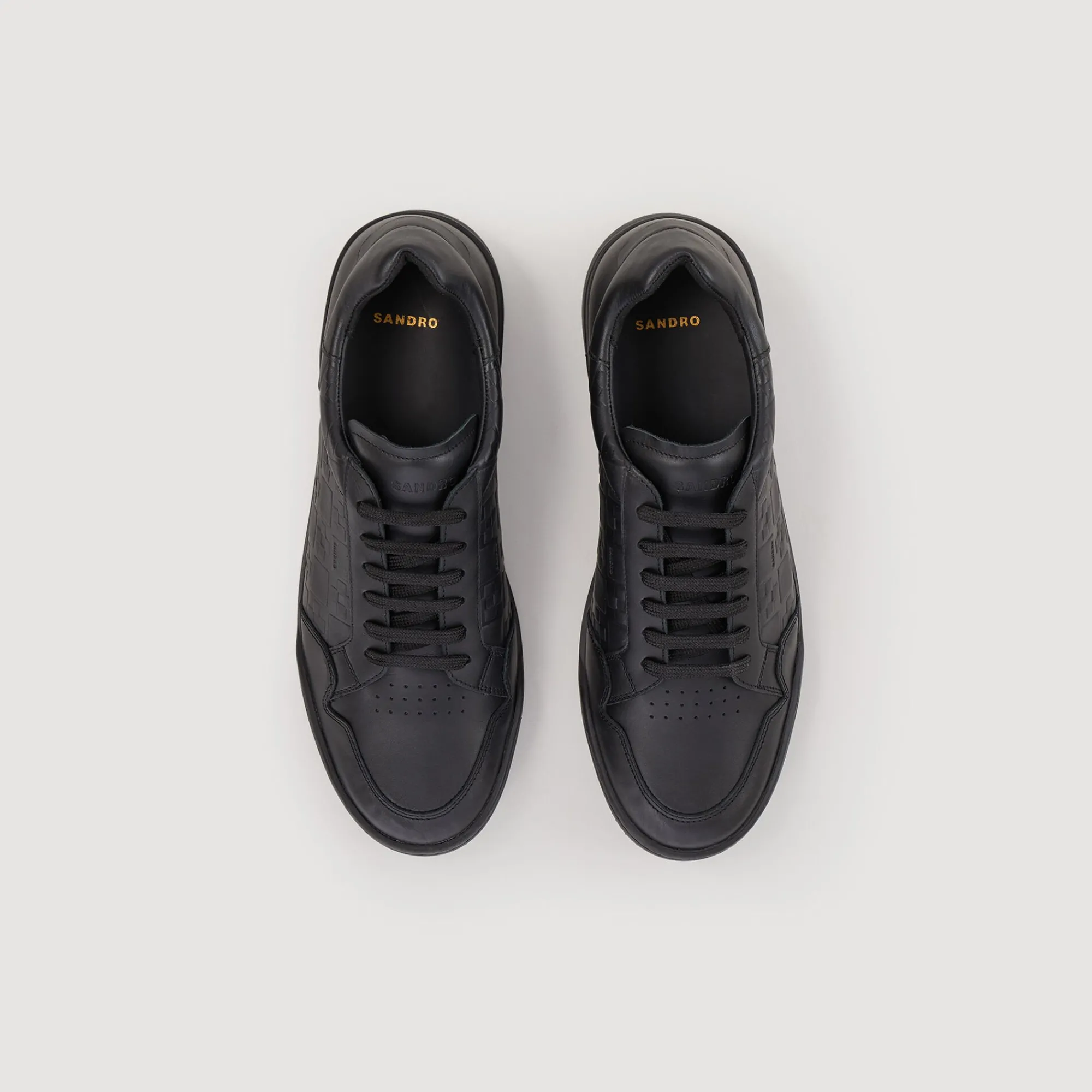 Sneakers*SANDRO Sneakers En Cuir Embossé Square Cross Noir