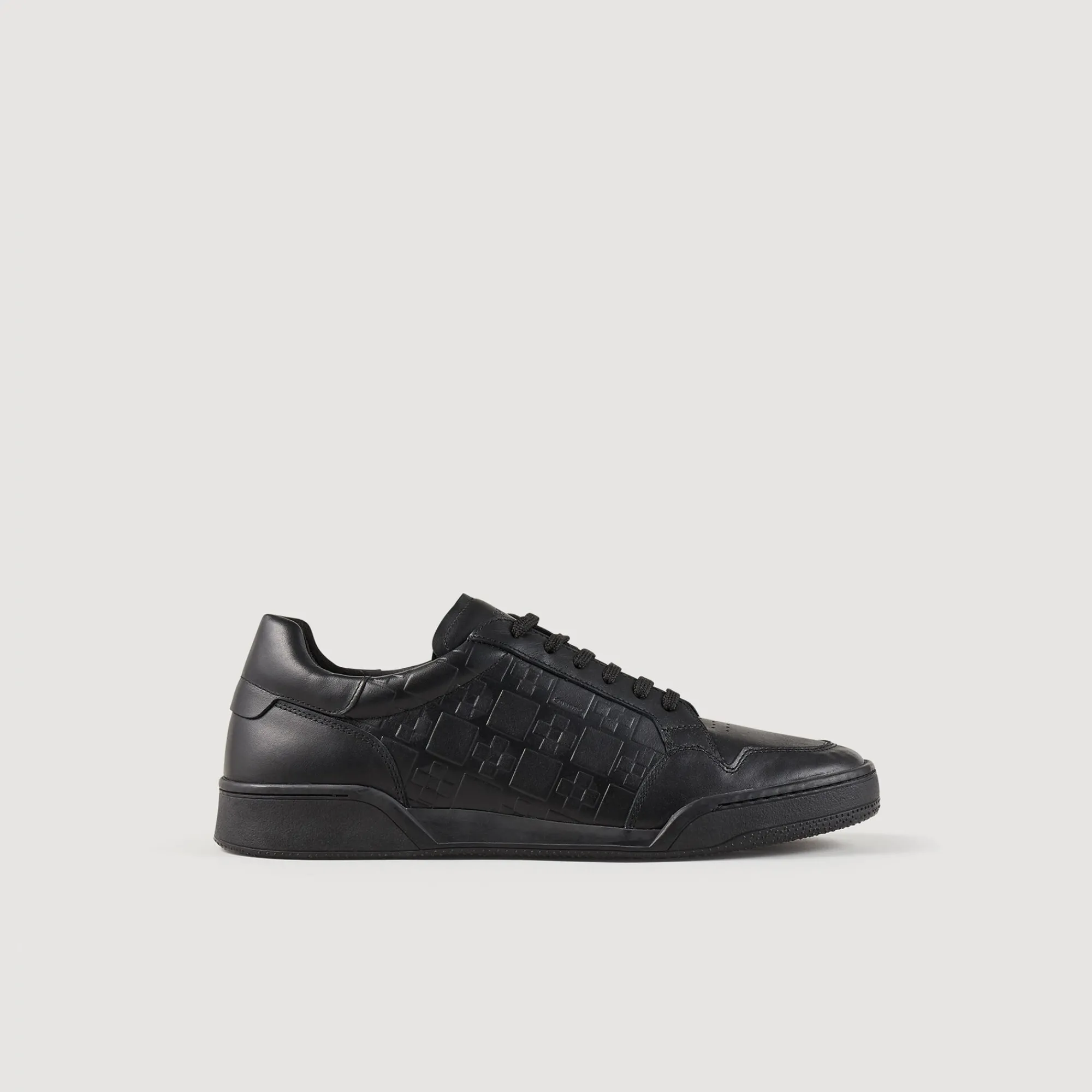 Sneakers*SANDRO Sneakers En Cuir Embossé Square Cross Noir