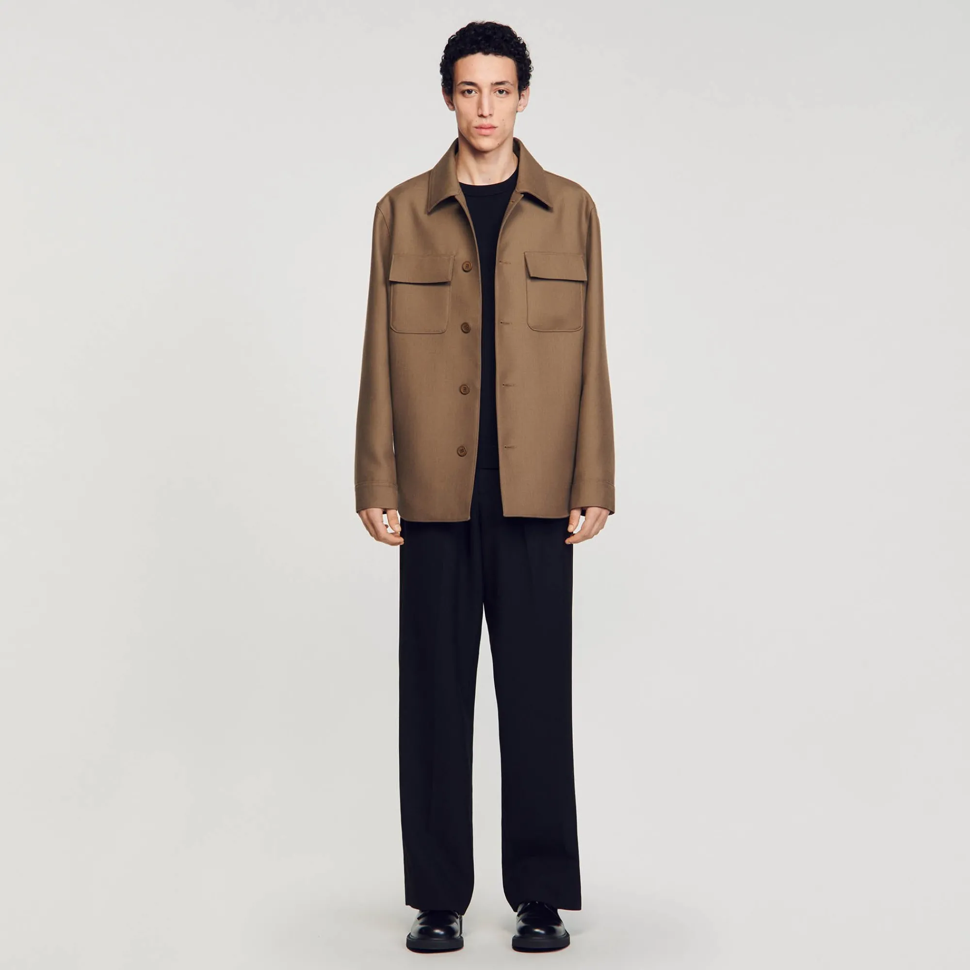 Manteaux & Blousons|Chemises*SANDRO Surchemise Boutonnée Kaki clair