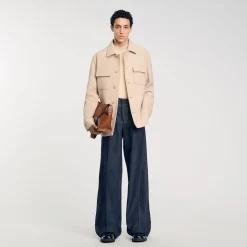 Manteaux & Blousons|Chemises*SANDRO Surchemise Boutonnée Beige