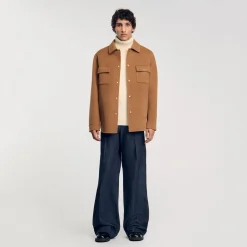 Manteaux & Blousons|Chemises*SANDRO Surchemise Double Face Camel