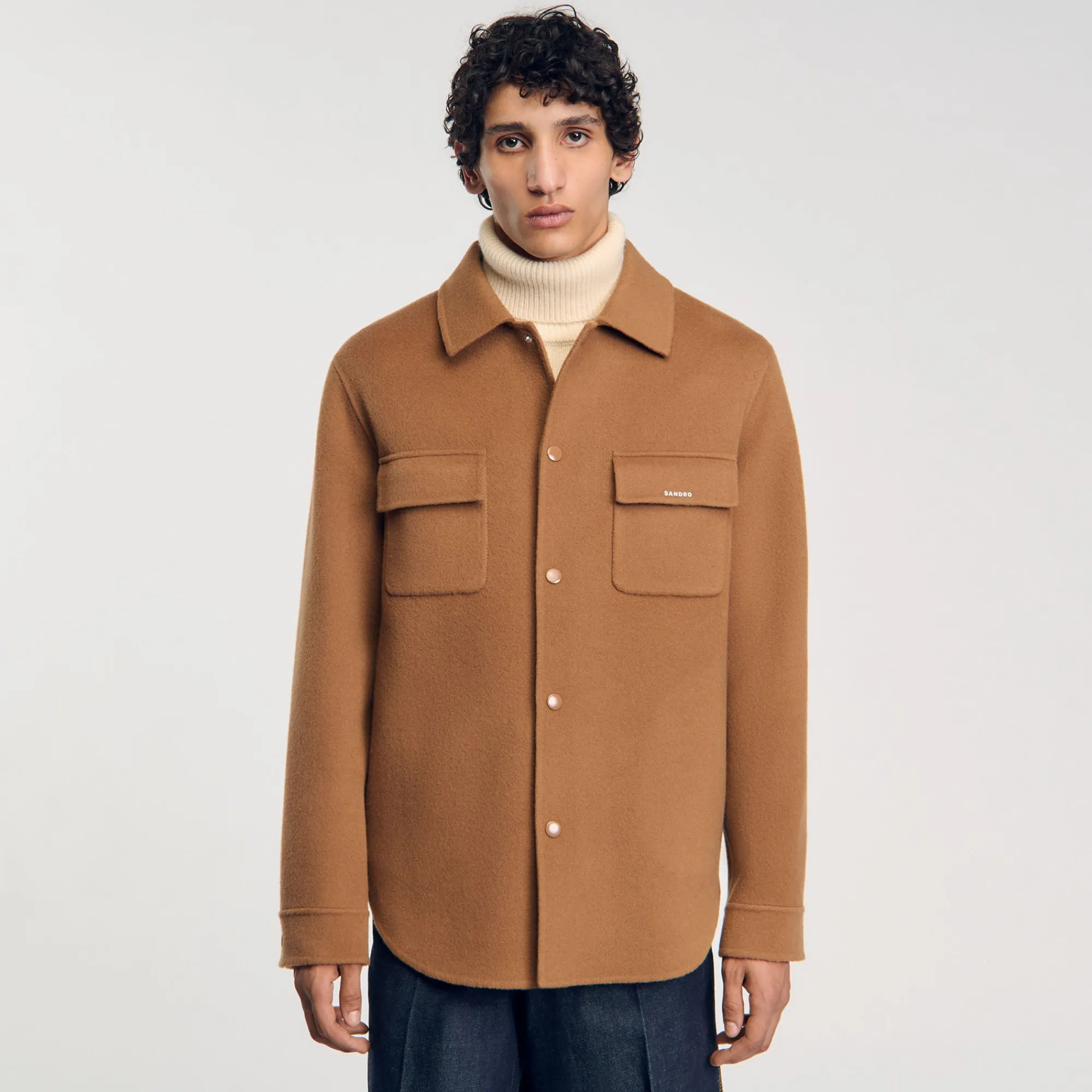 Manteaux & Blousons|Chemises*SANDRO Surchemise Double Face Camel