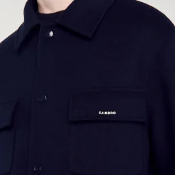 Chemises|Manteaux & Blousons*SANDRO Surchemise Double Face Marine