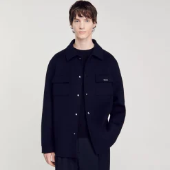 Chemises|Manteaux & Blousons*SANDRO Surchemise Double Face Marine