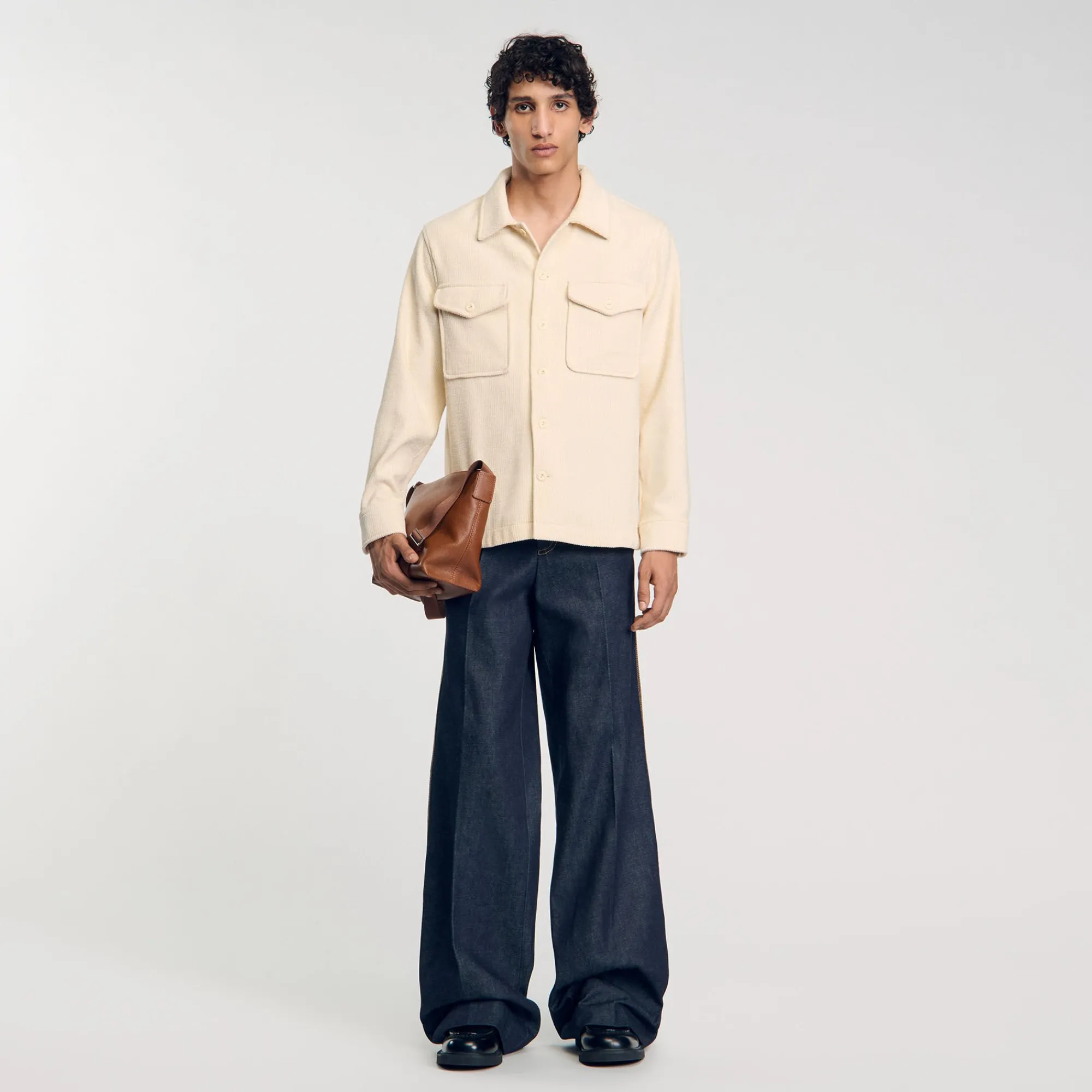 Chemises*SANDRO Surchemise En Velours Côtelé Beige