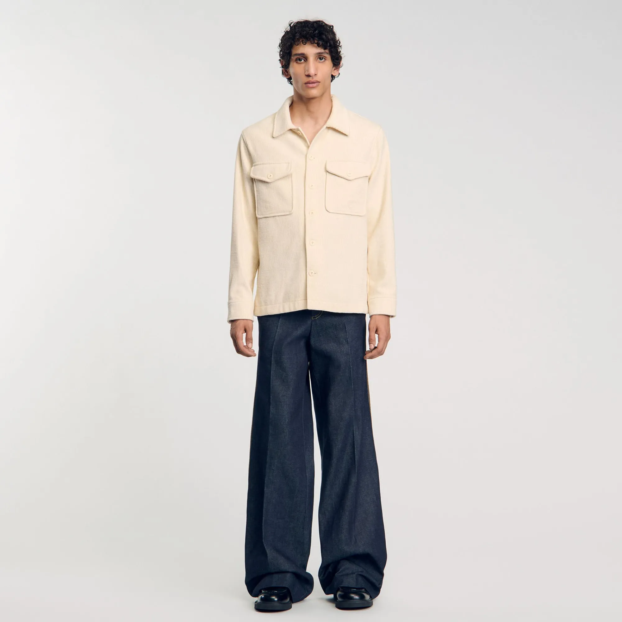 Chemises*SANDRO Surchemise En Velours Côtelé Beige