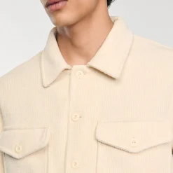 Chemises*SANDRO Surchemise En Velours Côtelé Beige