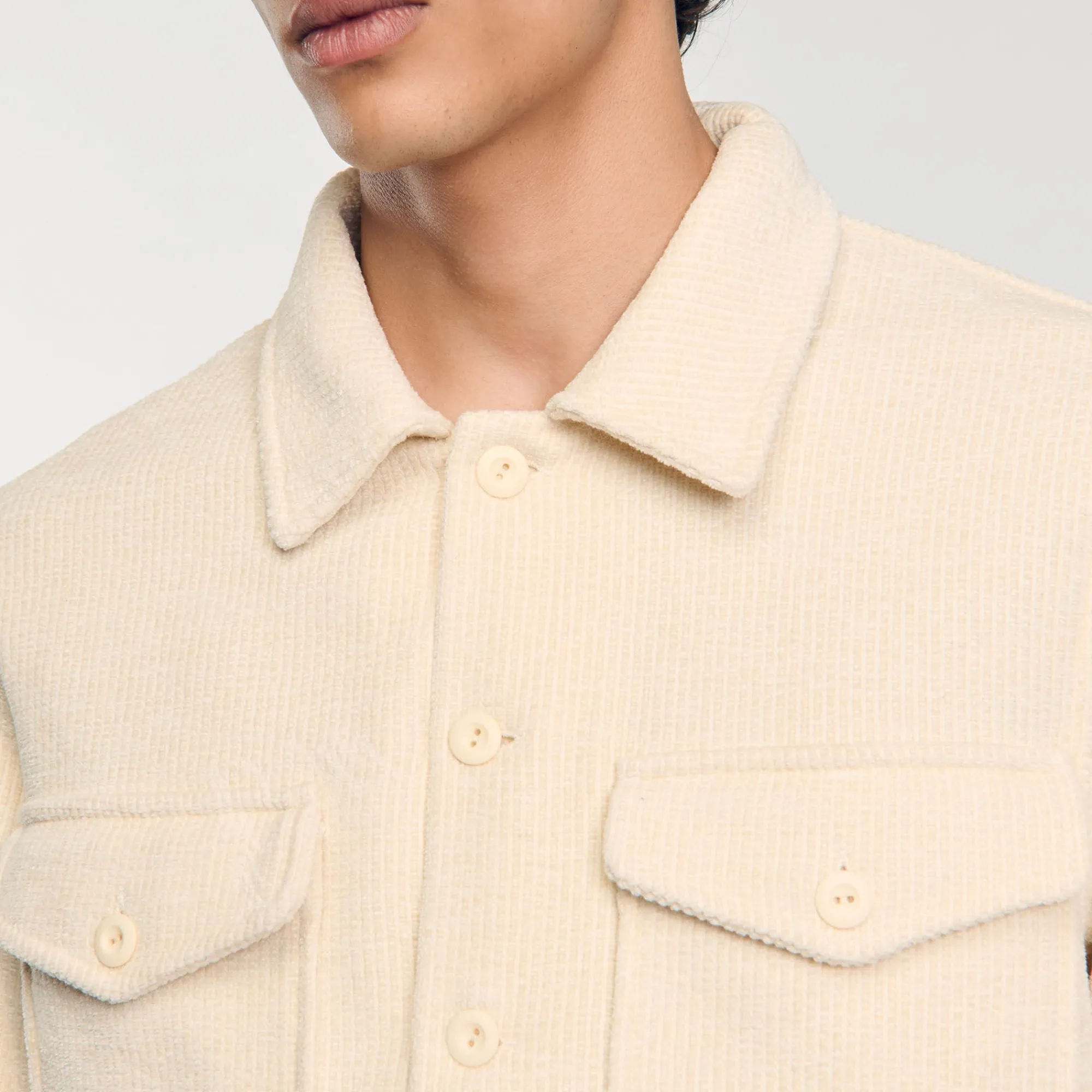 Chemises*SANDRO Surchemise En Velours Côtelé Beige