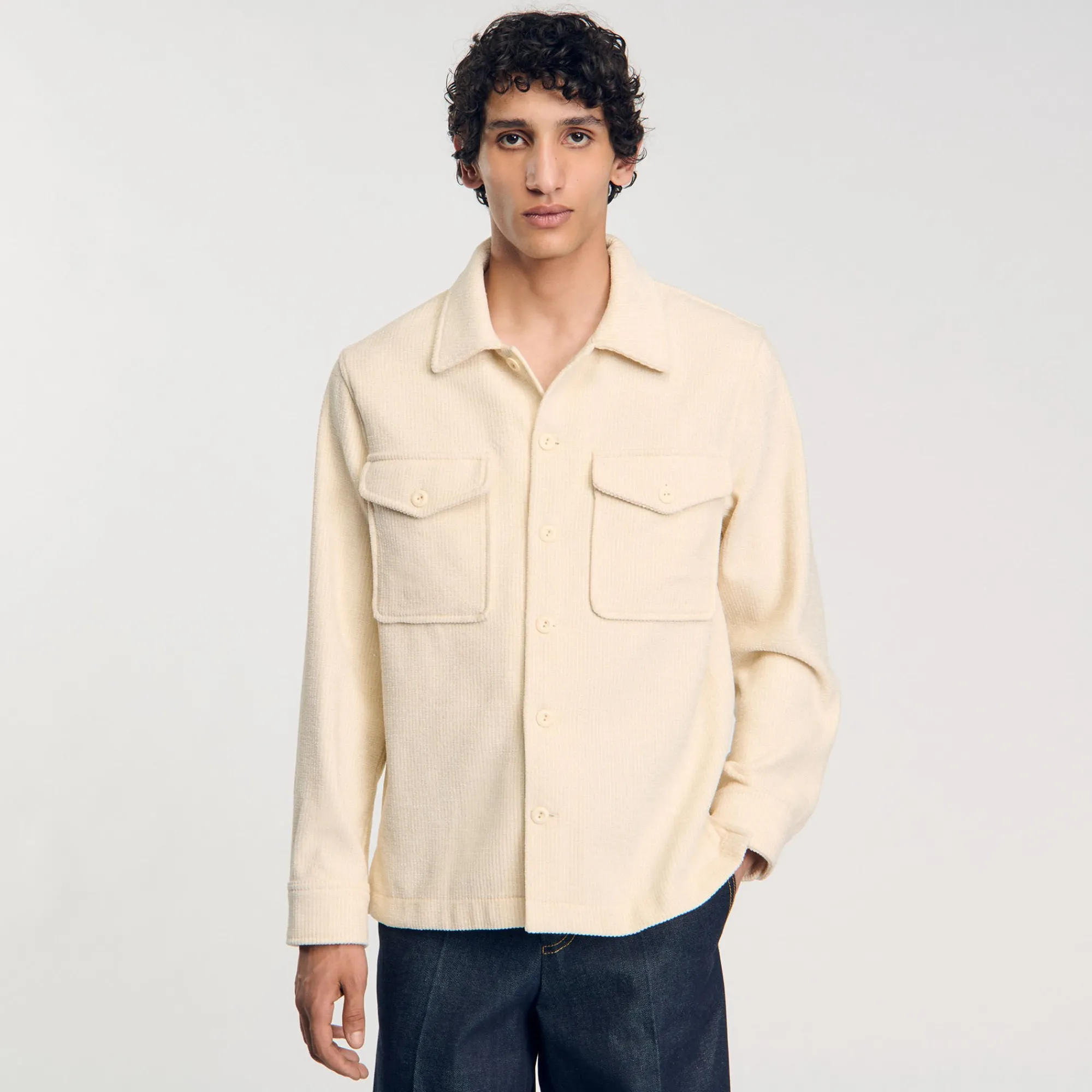 Chemises*SANDRO Surchemise En Velours Côtelé Beige