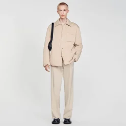 Manteaux & Blousons|Chemises*SANDRO Surchemise Ouatinée Beige