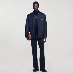Manteaux & Blousons|Chemises*SANDRO Surchemise Ouatinée Oversize Marine