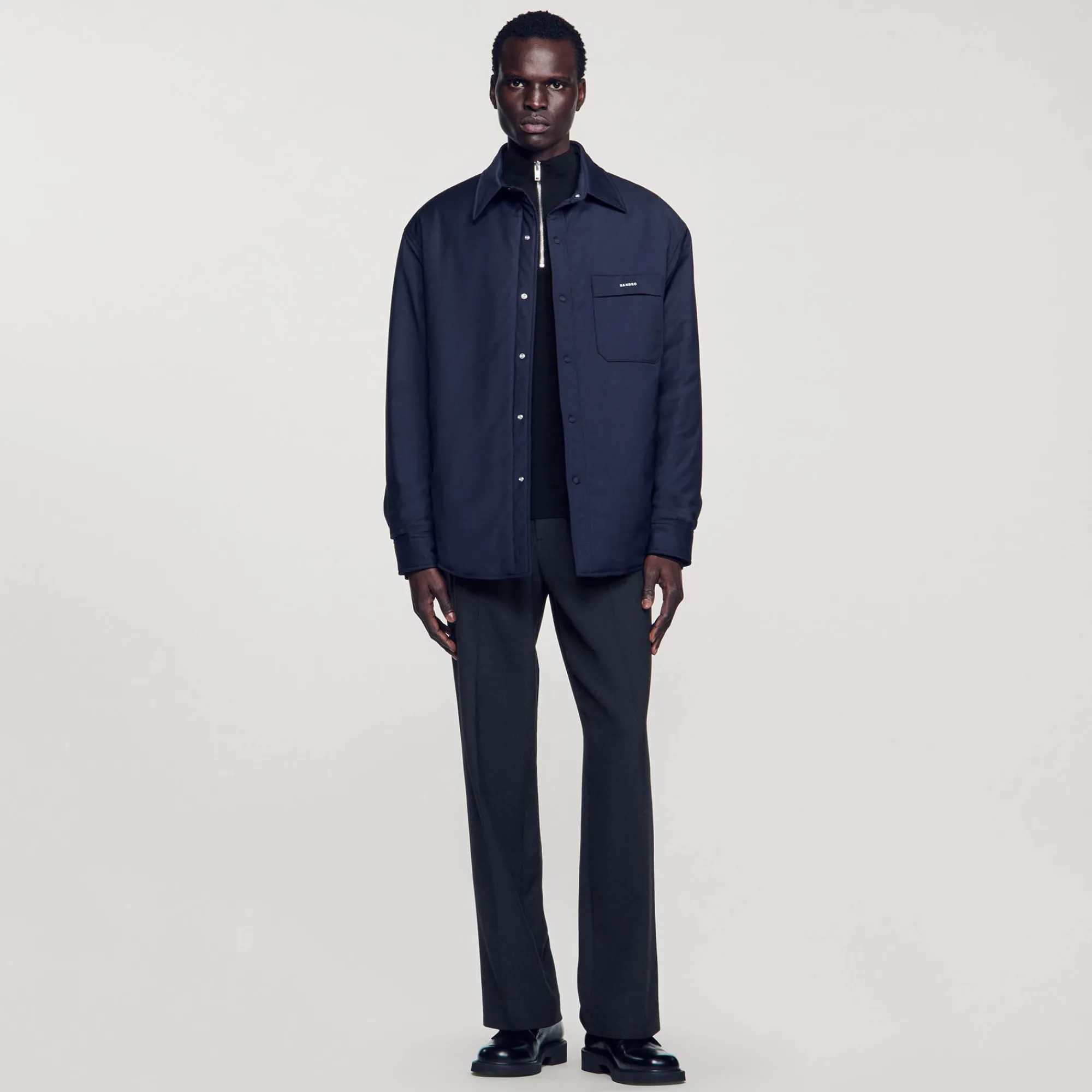 Manteaux & Blousons|Chemises*SANDRO Surchemise Ouatinée Oversize Marine