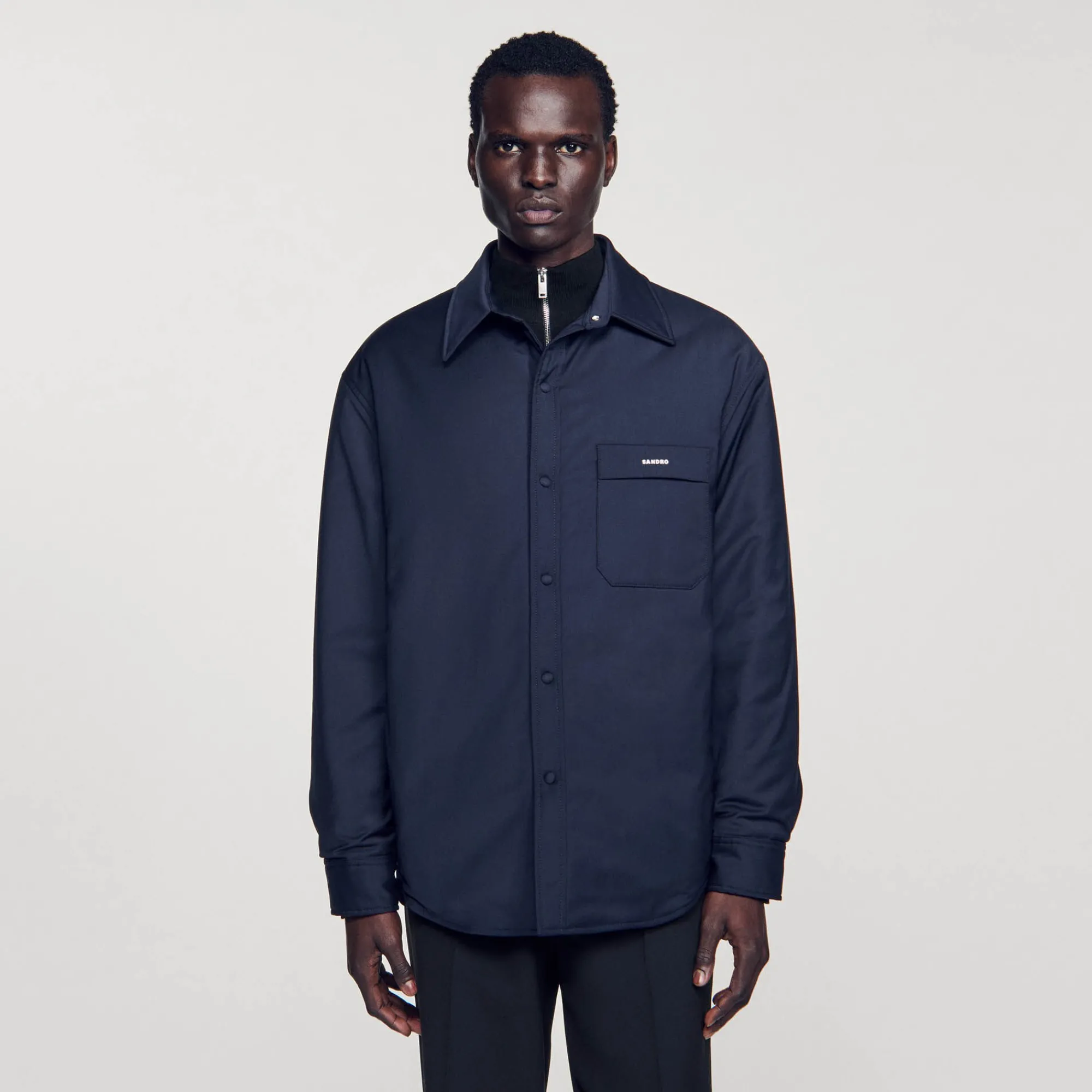 Manteaux & Blousons|Chemises*SANDRO Surchemise Ouatinée Oversize Marine