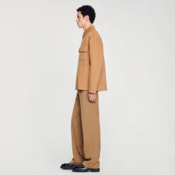 Manteaux & Blousons|Chemises*SANDRO Surchemise Zippée Camel