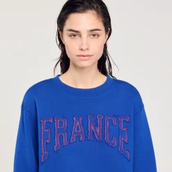 Pulls & Cardigans*SANDRO Sweat Brodé France Bleu