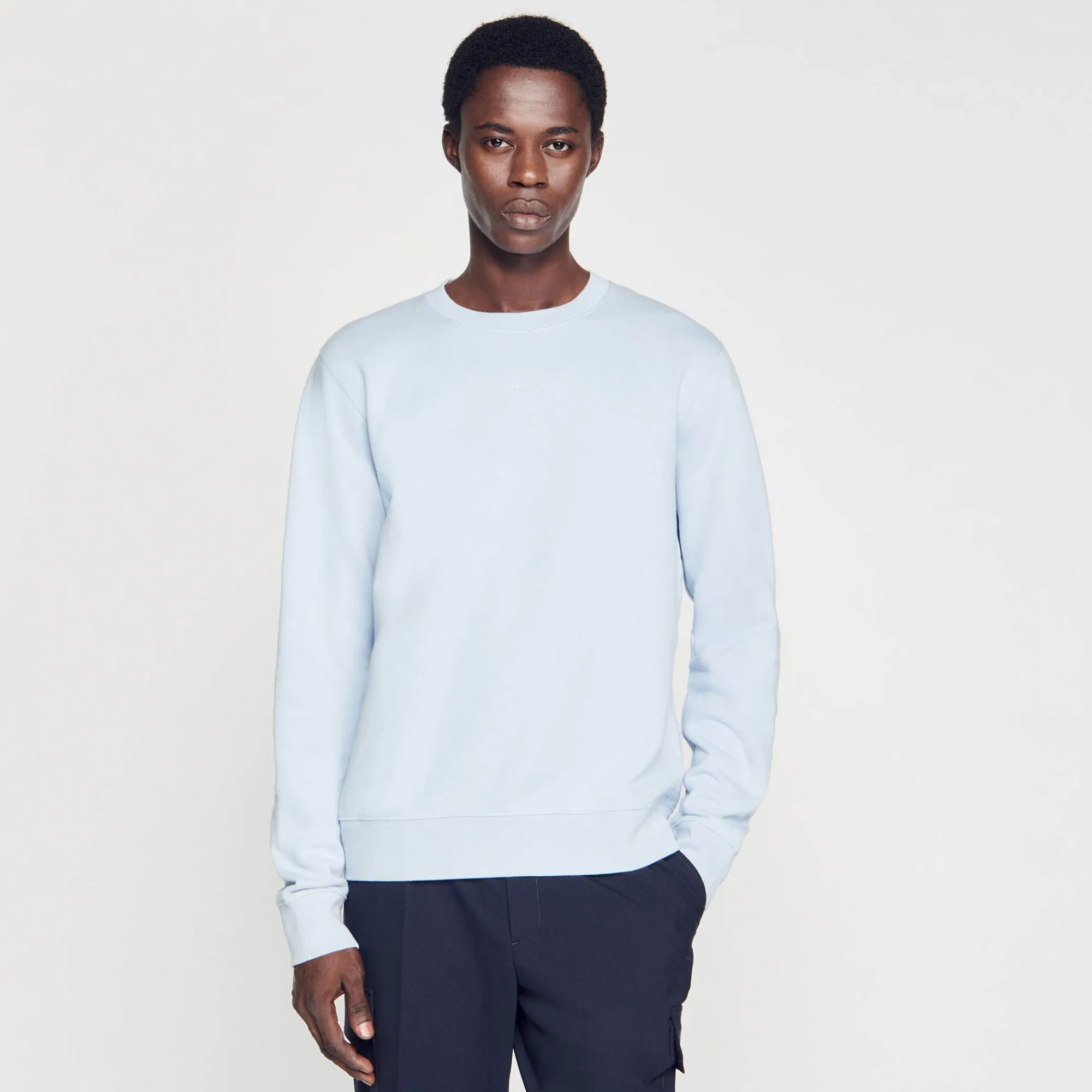 Sweats & Joggings*SANDRO Sweat Molletonné Brodé Bleu Ciel