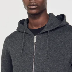 Sweats & Joggings|Pulls & Gilets*SANDRO Sweatshirt à Capuche gris chiné
