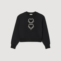 Pulls & Cardigans*SANDRO Sweatshirt à Cœurs Strassés Noir