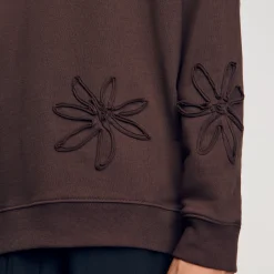 Sweats & Joggings*SANDRO Sweatshirt Oversize Fleurs Chocolat