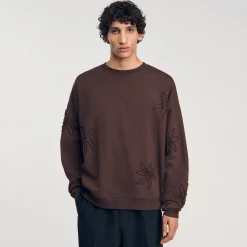 Sweats & Joggings*SANDRO Sweatshirt Oversize Fleurs Chocolat