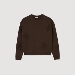Sweats & Joggings*SANDRO Sweatshirt Oversize Fleurs Chocolat