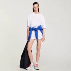 T-Shirts*SANDRO Tee-shirt Court Brodé France blanc