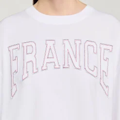 T-Shirts*SANDRO Tee-shirt Court Brodé France blanc