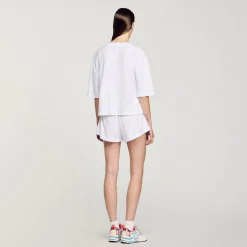 T-Shirts*SANDRO Tee-shirt Court Brodé France blanc