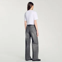 T-Shirts*SANDRO Tee-shirt Court Strassé blanc