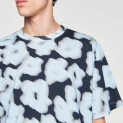T-Shirts & Polos*SANDRO Tee-shirt En Coton Imprimé Fleurs Floues Bleu