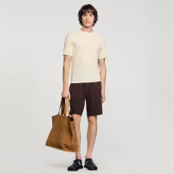 T-Shirts & Polos|Pulls & Gilets*SANDRO Tee-shirt En Maille Bouclette Ecru