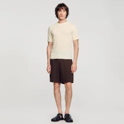 T-Shirts & Polos|Pulls & Gilets*SANDRO Tee-shirt En Maille Bouclette Ecru