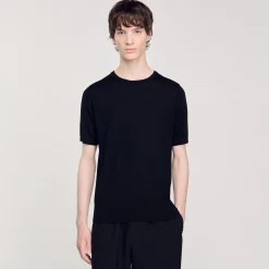 Pulls & Gilets*SANDRO Tee-shirt En Maille Fluide Noir