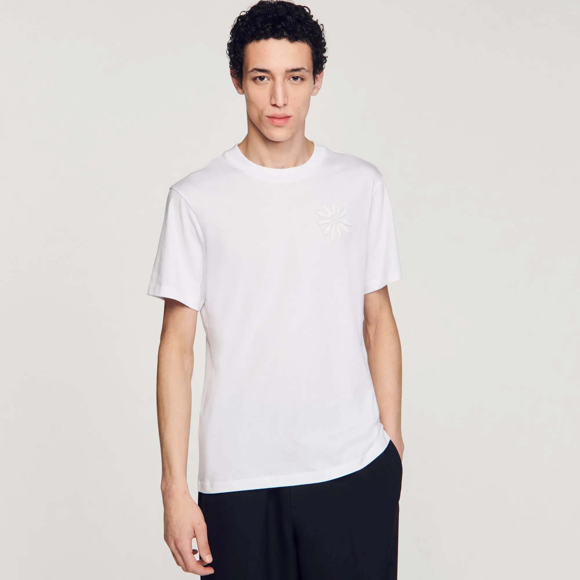 T-Shirts & Polos*SANDRO Tee-shirt Fleur En Coton blanc