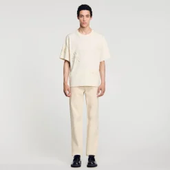 T-Shirts & Polos*SANDRO Tee-shirt Orné De Fleurs Ecru