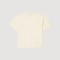 T-Shirts & Polos*SANDRO Tee-shirt Orné De Fleurs Ecru