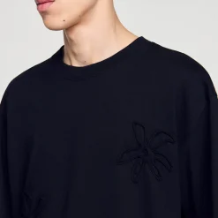 T-Shirts & Polos*SANDRO Tee-shirt Orné De Fleurs Noir