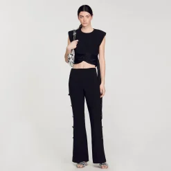 Ensembles|Tops & Chemises*SANDRO Top Court à Pans Asymétriques Noir