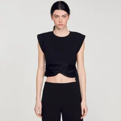 Ensembles|Tops & Chemises*SANDRO Top Court à Pans Asymétriques Noir