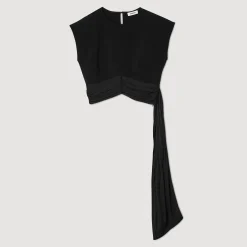 Ensembles|Tops & Chemises*SANDRO Top Court à Pans Asymétriques Noir