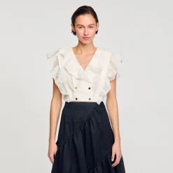 Tops & Chemises*SANDRO Top Court à Volants blanc