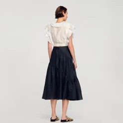 Tops & Chemises*SANDRO Top Court à Volants blanc